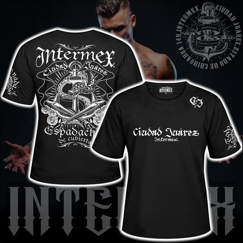 半袖 Tシャツ 服 INTERMEX コブラ柄 蛇 パイソン 碇 itm-073 黒 白