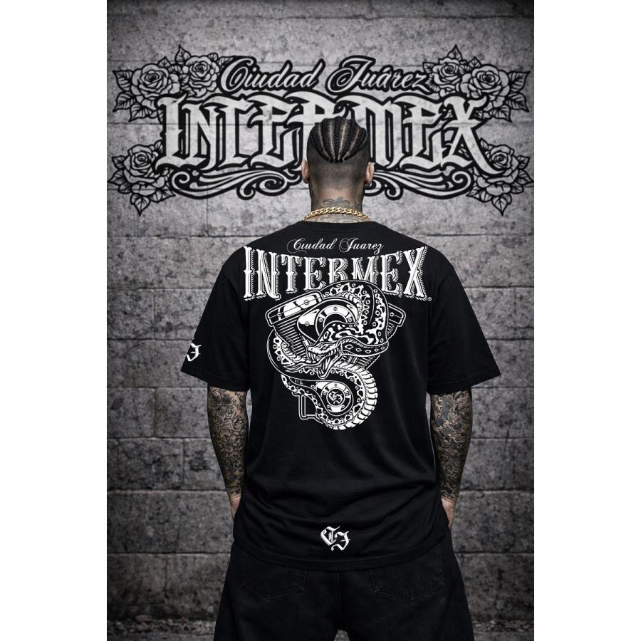 半袖 Tシャツ 服 INTERMEX エンジンコブラ 蛇 itm-076 黒 白 ギャング