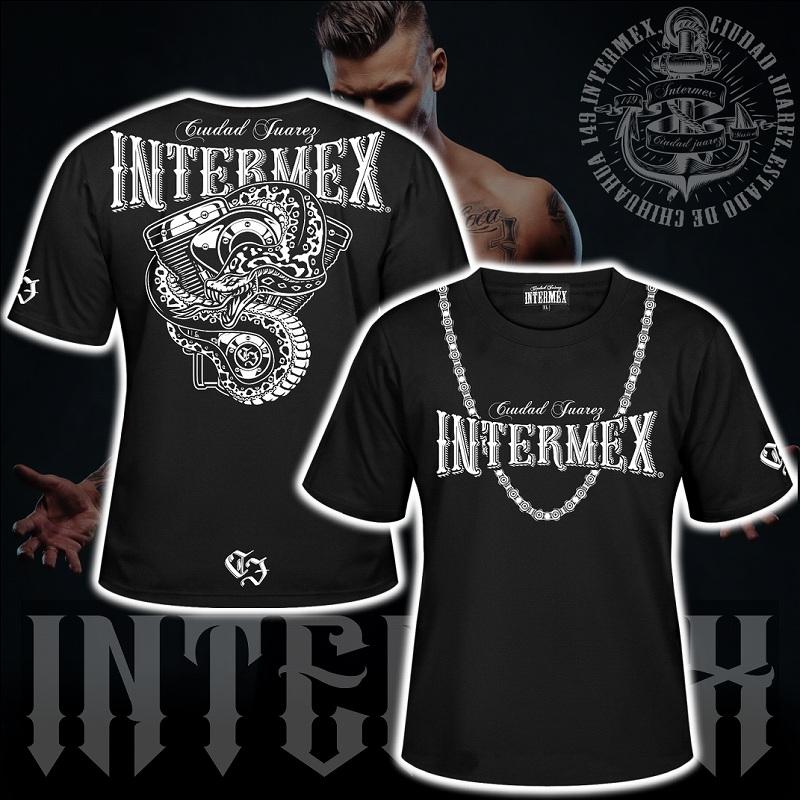 半袖 Tシャツ 服 INTERMEX エンジンコブラ 蛇 itm-076 黒 白 ギャング