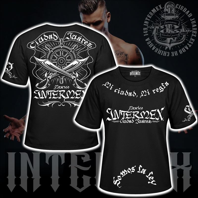 半袖 Tシャツ 服 INTERMEX 海賊柄 itm-081 黒 白 ギャング バイカー