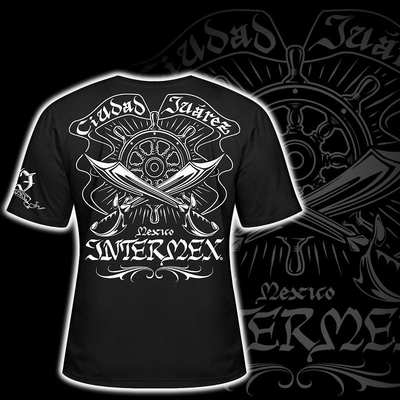 半袖 Tシャツ 服 INTERMEX 海賊柄 itm-081 黒 白 ギャング バイカー