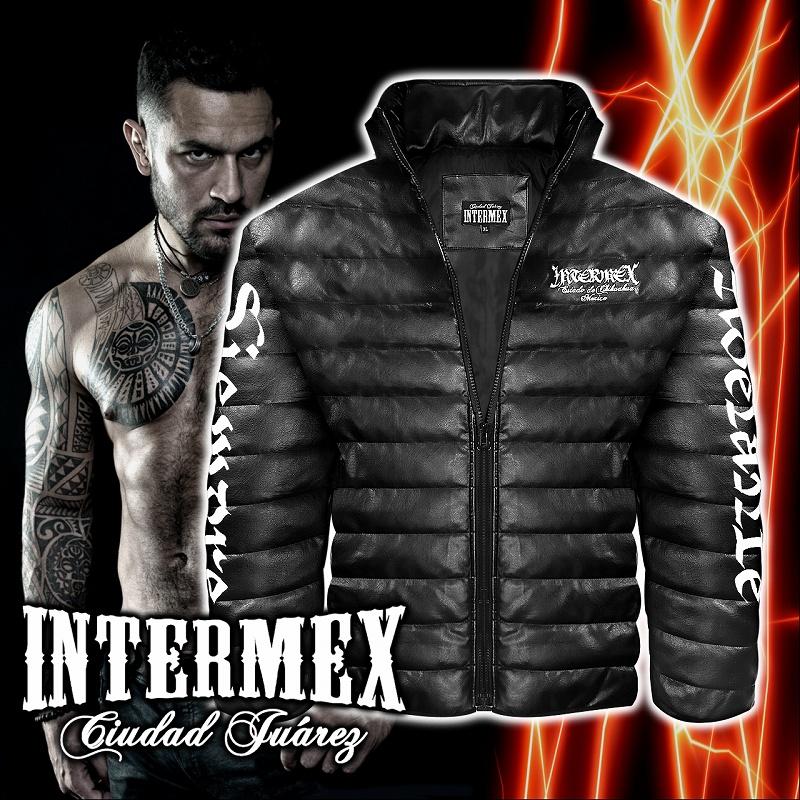 スカル柄 レザー調 中綿ジャケット INTERMEX ITM-083 メンズ