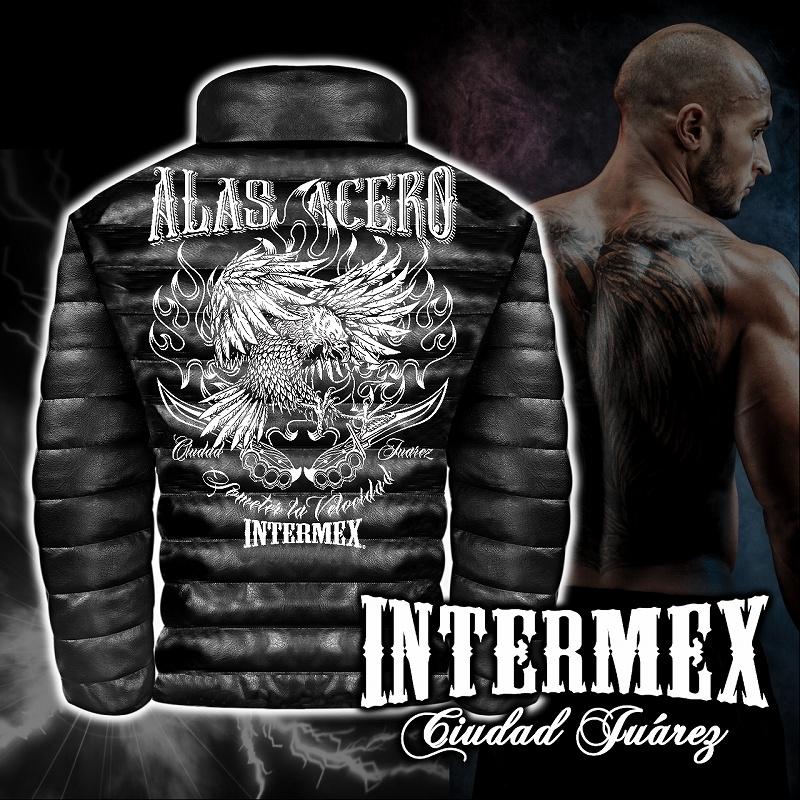 鷹柄 レザー調 中綿ジャケット INTERMEX ITM-084 メンズファッション