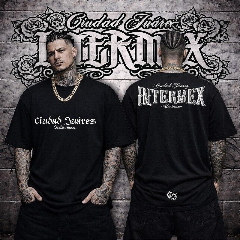 半袖 Tシャツ ロゴ シンプル柄 服 itm-086 黒 白 ギャング バイカー B