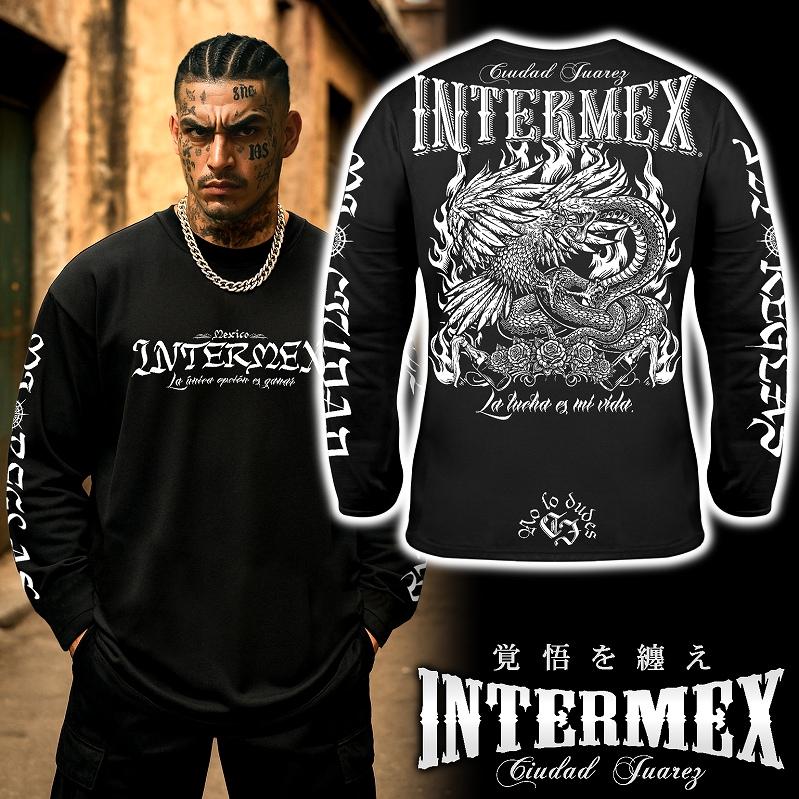 長袖 Tシャツ 服 INTERMEX コブラ パイソン柄 ロンT itm-094 黒 白