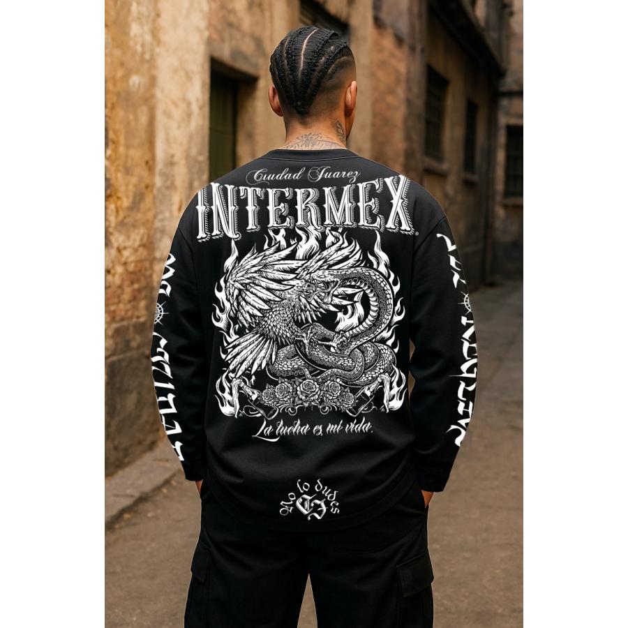 長袖 Tシャツ 服 INTERMEX コブラ パイソン柄 ロンT itm-094 黒 白