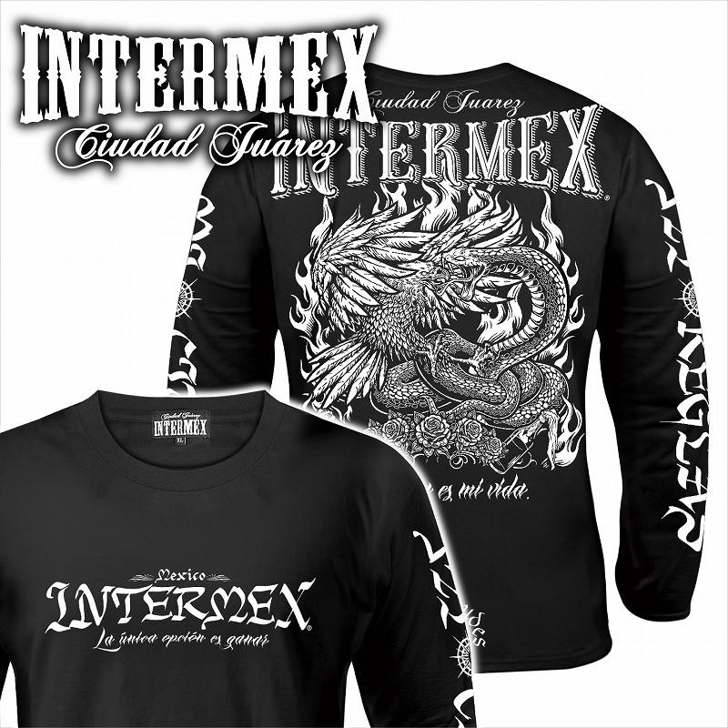 長袖 Tシャツ 服 INTERMEX コブラ パイソン柄 ロンT itm-094 黒 白