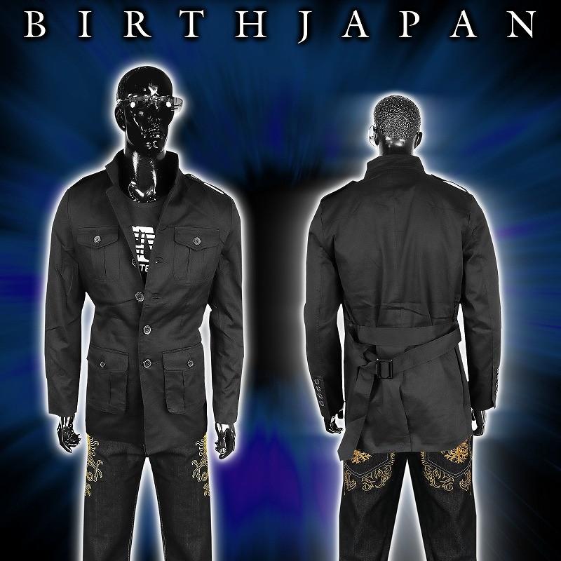 送料無料 ジャケット 黒 ベルト付きコート 081 お兄系 ヤンキー