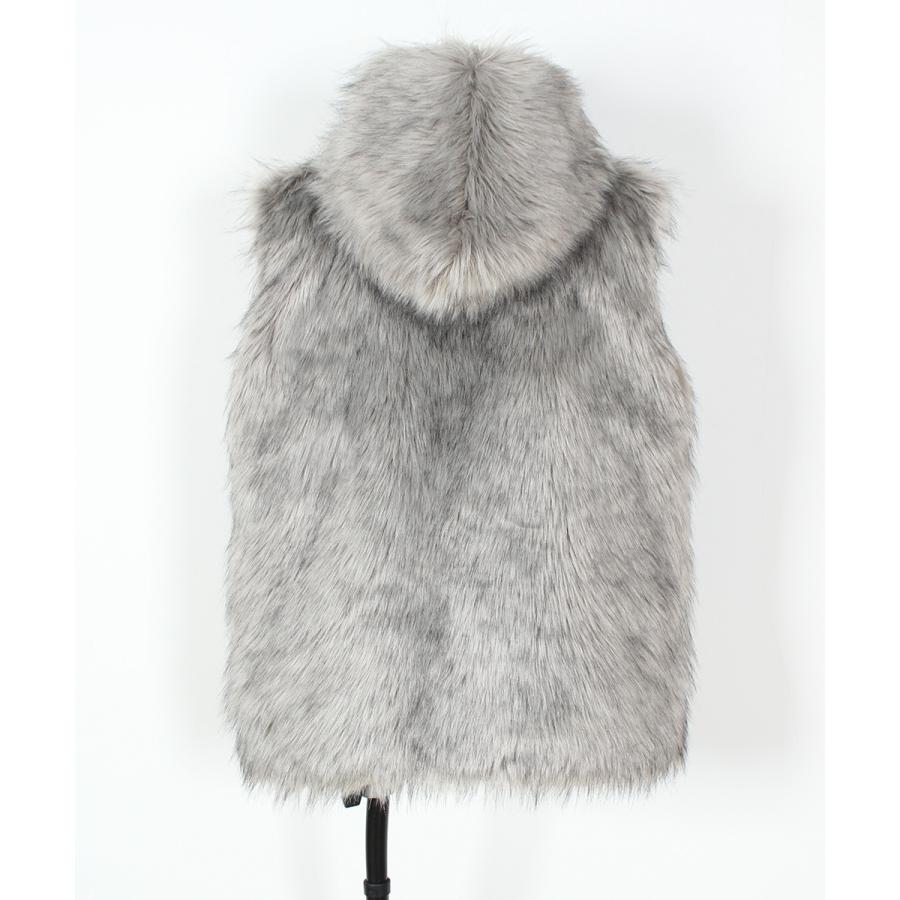 フード付き ファーベスト 005 フック式留め具 グレー 上着 重ね着