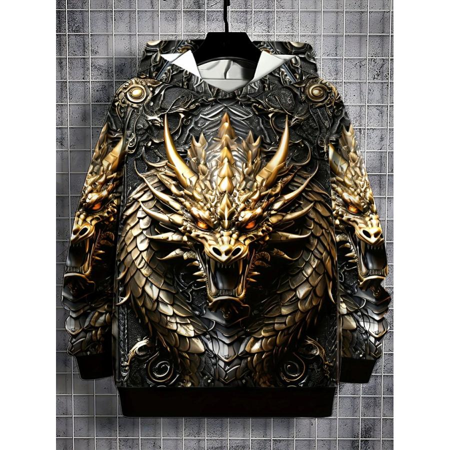 ドラゴン柄プリント パーカー029 和柄 迫力 派手 薄手 羽織り 上着