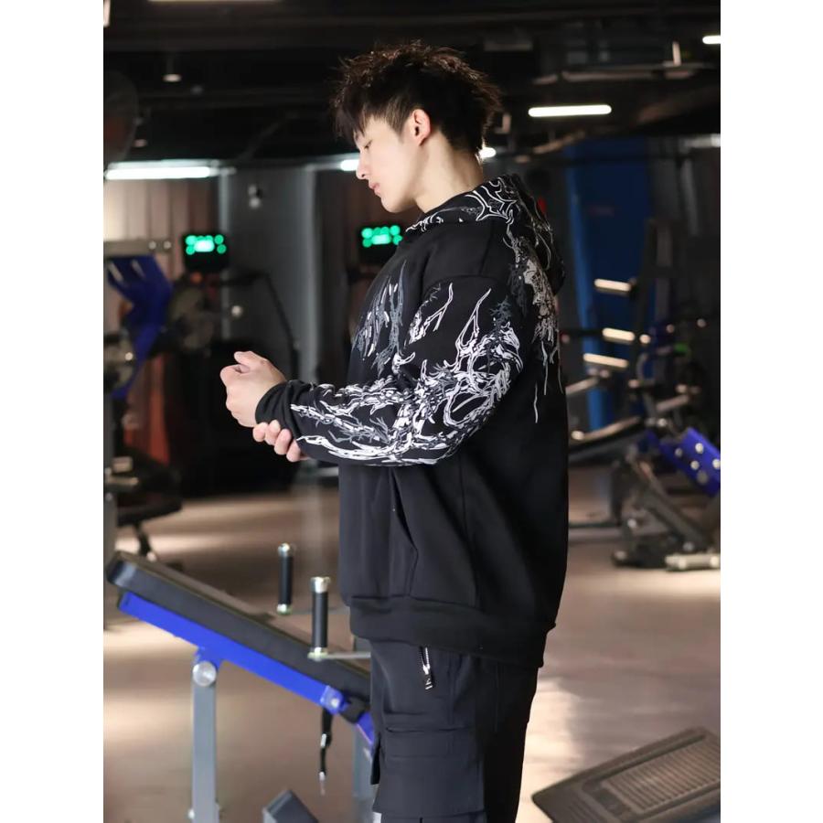 ド派手プリント パーカー044 羽織り 上着 ストリート ダンス HIPHOP B