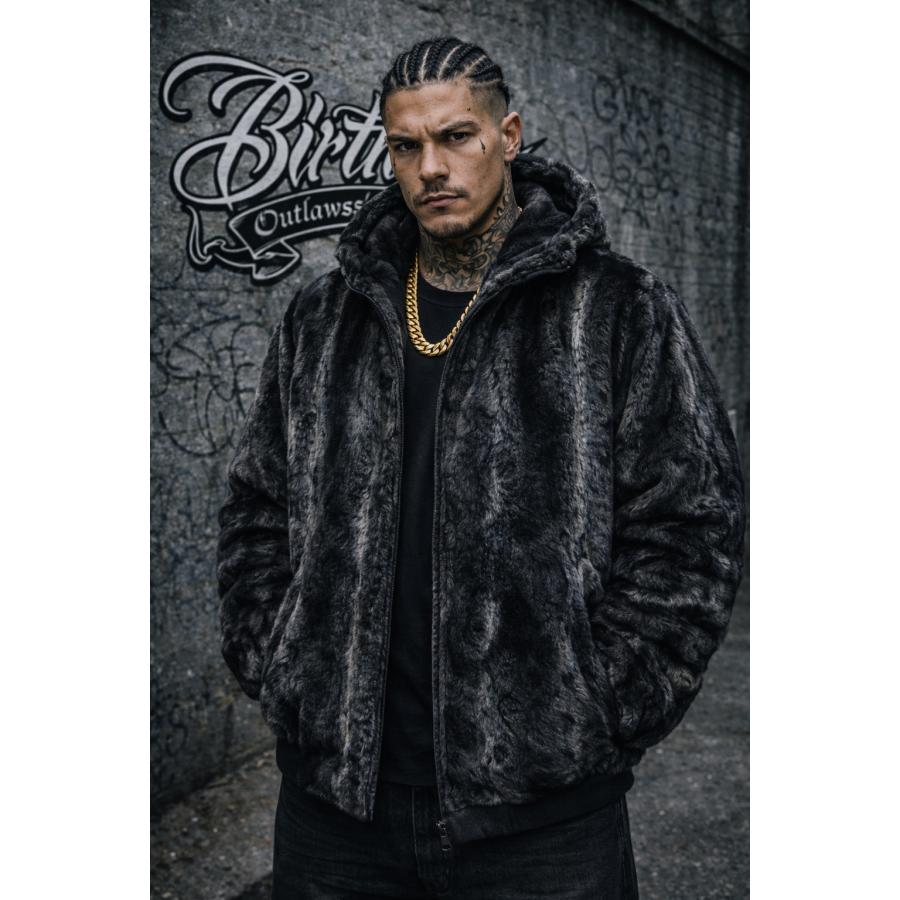 高級感抜群!! フェイクファー パーカージャケット 047 グレー 茶