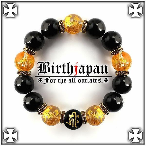 ポイント10倍 極太16mm ロンデル×オニキス 金龍水晶数珠ブレスレット