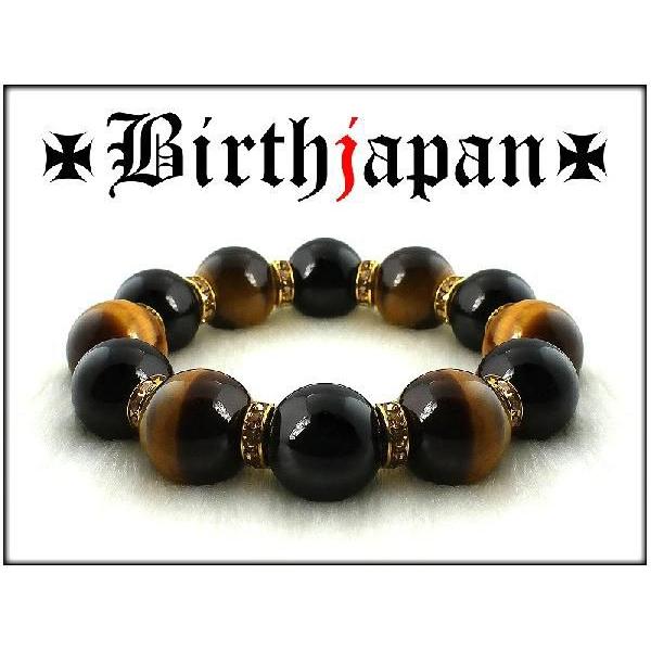 ポイント10倍 極太18mm ロンデル×オニキス 虎目石 タイガーアイ 数珠