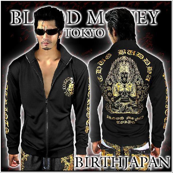 ポイント10倍 12034黒×金 ヤクザ & ブランドBLOOD MONEY TOKYOジャージジャケット 刺青大日如来 悪羅悪羅系 オラオラ ...