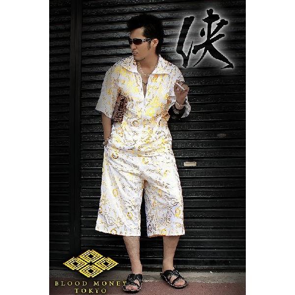 ポイント10倍 13017白×金 BLOOD MONEY TOKYO半袖セットアップジャージ