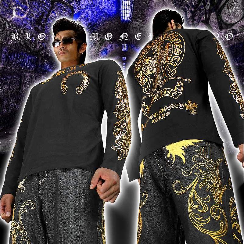 ポイント10倍 14020黒-金 ヤクザ ブランド長袖Tシャツ ロンT ポイント10倍 14020黒-金 ヤクザ ブランド長袖Tシャツ ロンT