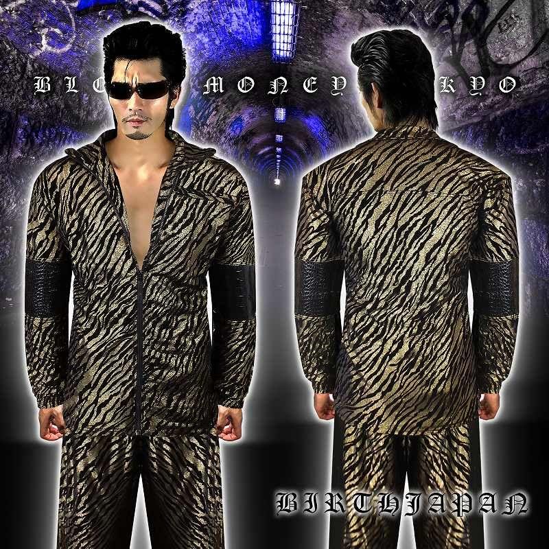 ポイント10倍 14064黒 ヤクザ ブランドゼブラ柄切替セットアップ