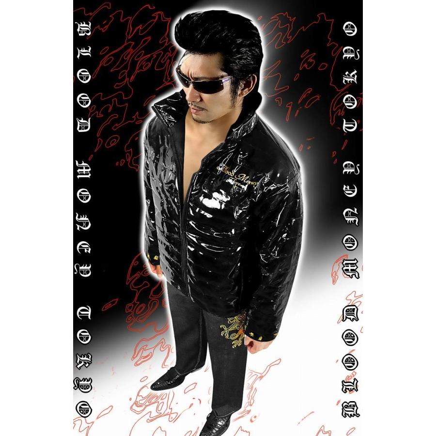 ポイント10倍 不動明王柄 中綿ジャケット 黒×白 ヤクザ ヤンキー 悪羅