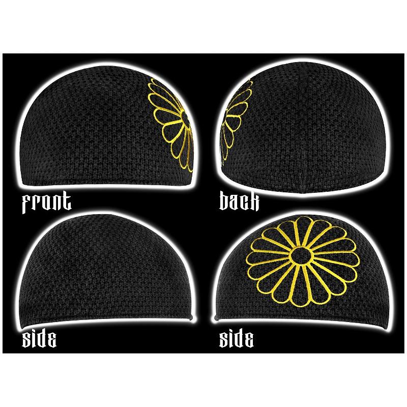 イスラムワッチキャップ 和柄 菊紋刺繍 mbt-20015黒 金 ニット帽 帽子