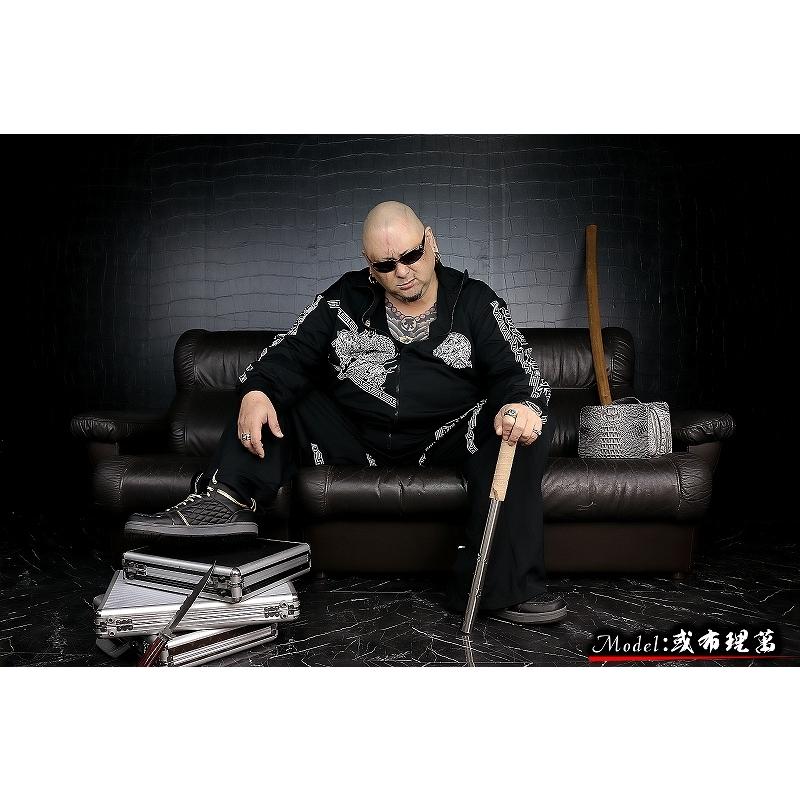 長袖 セットアップ ジャージ 和柄 龍グレカ 般若柄 黒 白 BLOOD MONEY