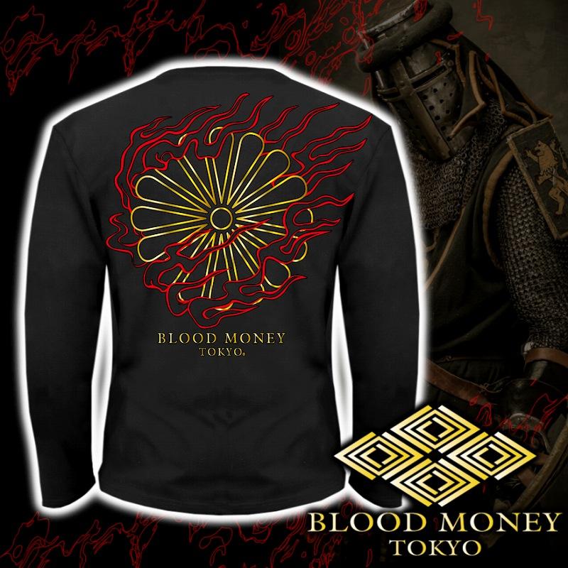 長袖 Tシャツ ロンT  服 BLOOD MONEY TOKYO 菊 炎 和柄 mbt-23006 黒 金 メンズ ファッション ヤクザ ヤンキー オラオラ系 派手｜birthjapan｜03