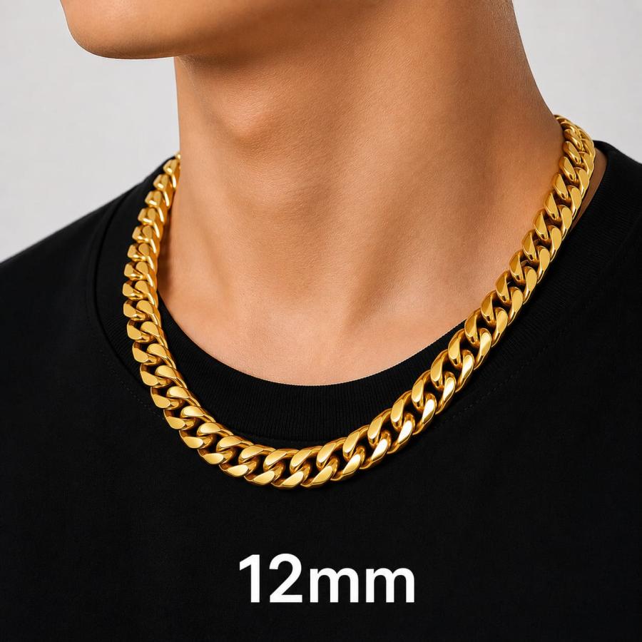 化粧箱付き 極太 12mm幅 喜平 ネックレス 60cm ステンレス 金 ホスト