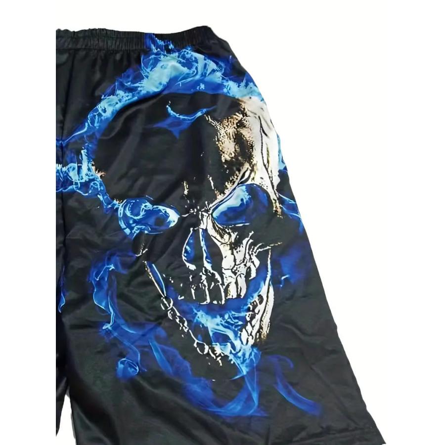 夏物 ド派手 スカルプリント ハーフパンツ 005 半ズボン 短パン ヤクザ