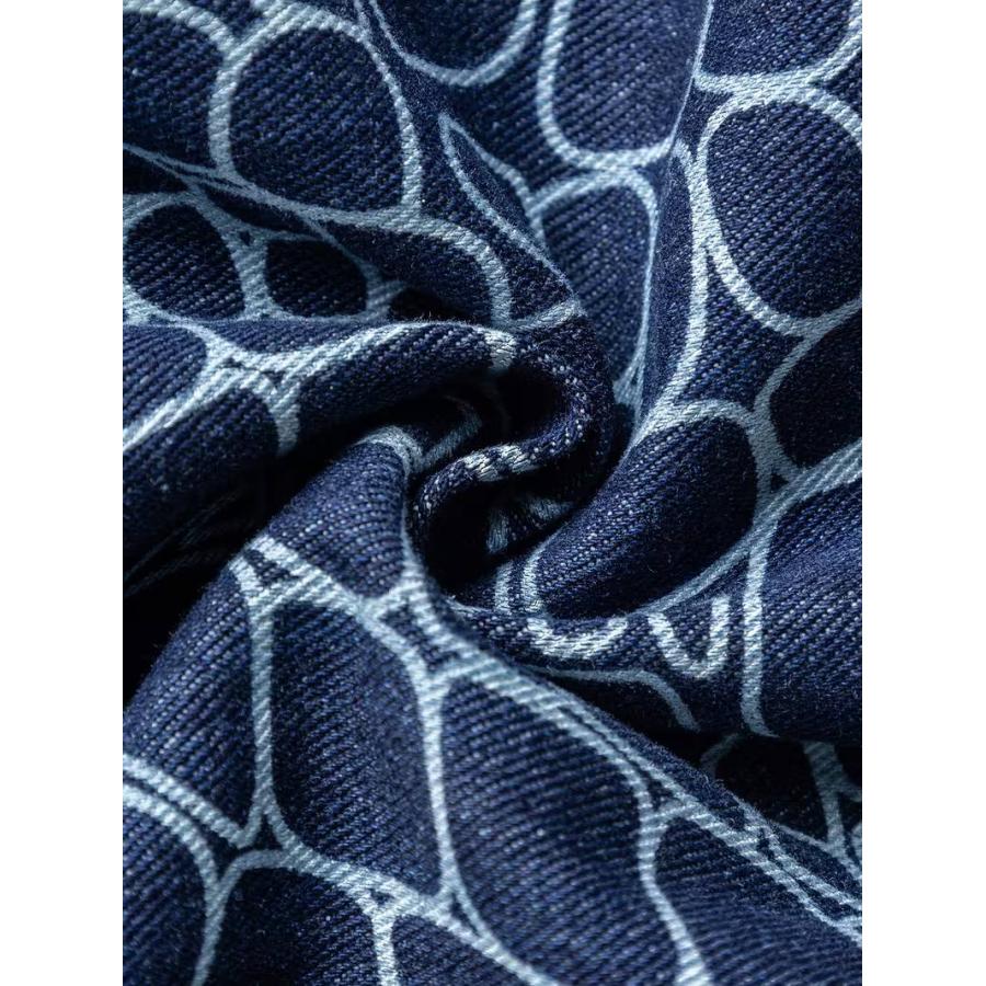 パイソン スネーク柄 プリント ワイドジーンズ 039 ネイビー デニム