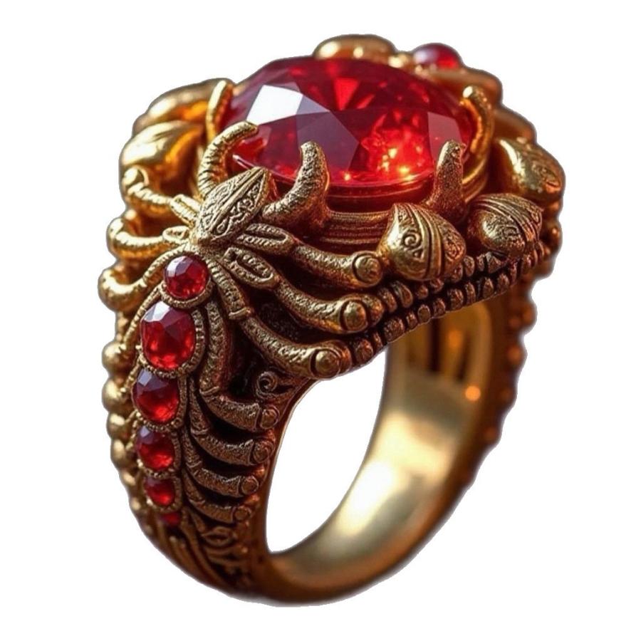 指輪 ゴージャス ゴツめ サソリモチーフ リング 062 金×赤 ヤクザ