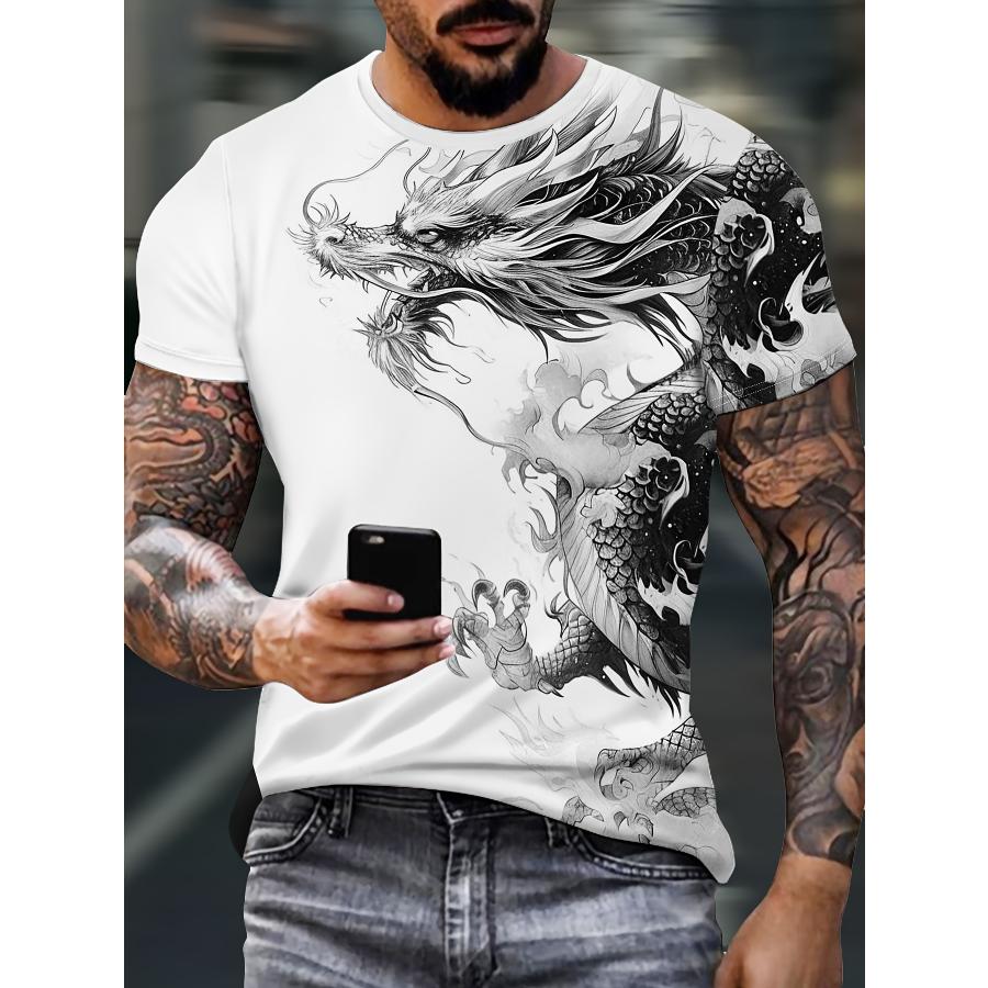 夏物 ド派手 プリント 半袖Tシャツ 123 柄シャツ ストリート ダンス