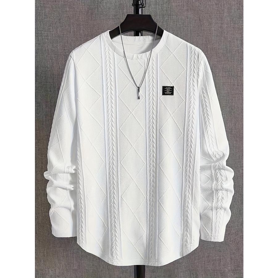 立体模様 長袖Tシャツ ロンT 183 シンプル 柄シャツ ストリート ダンス