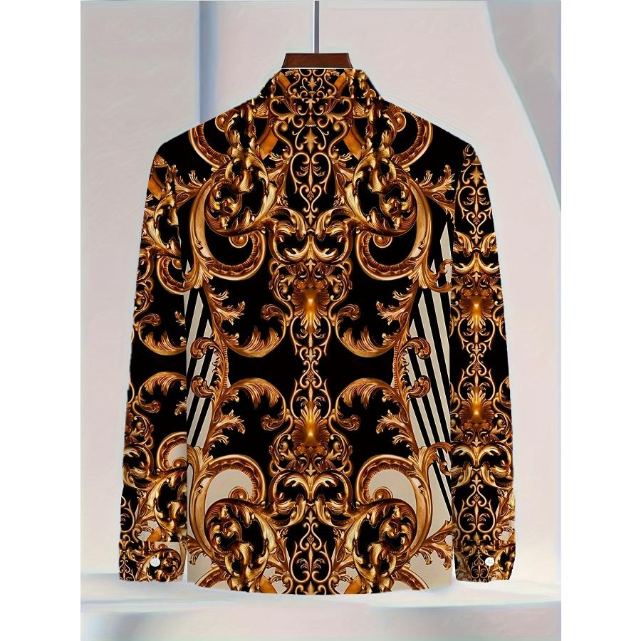 バロック柄 長袖シャツ 193 フローラル ドレスシャツ Yシャツ 柄シャツ 
