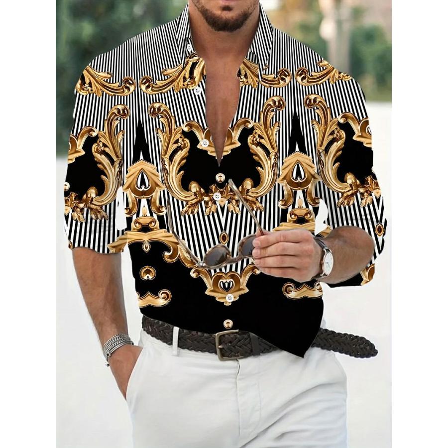 バロック柄長袖シャツ 229 ドレスシャツ Yシャツ 柄シャツ スーツ  