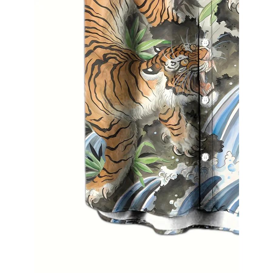 和柄 龍虎柄 半袖シャツ アロハシャツ 243 柄シャツ ヤクザ ヤンキー 