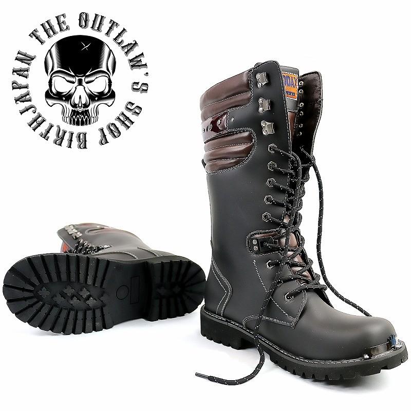 ポイント10倍 編み上げ ロングブーツ 黒 靴 メンズ シューズ