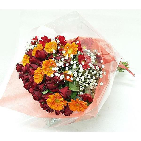 バラ 花束 ガーベラ 女性に人気のバラとガーベラが花束に 送料無料  ギフト プレゼント お返し クール便 |  | 02