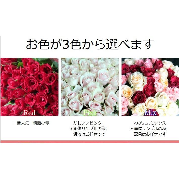 本数が選べる バラ 花束 バラの花束 プロポーズ 赤 誕生日 ギフト お祝い 結婚記念日 プレゼント ブーケ 薔薇 女性 結婚式 クール便出荷｜bises｜02