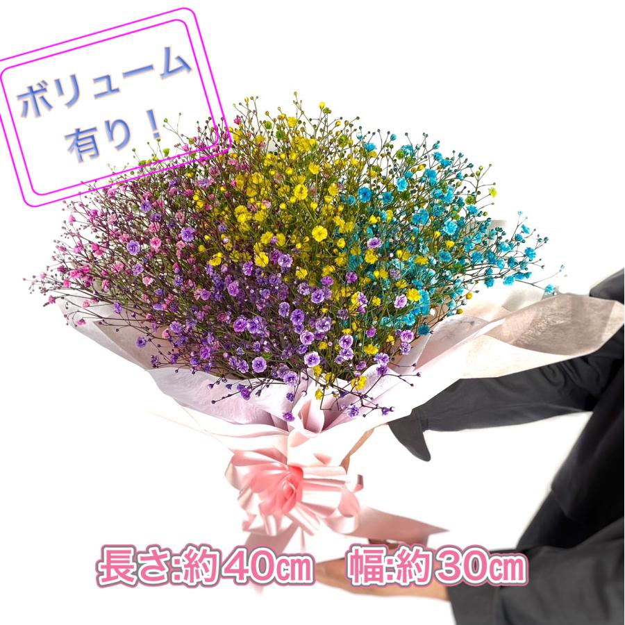 送料無料 レインボー 染色 カスミソウ ブーケ 花束 5色入り