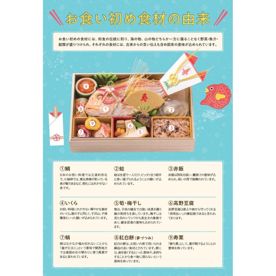 「東京正直屋」お食い初め 一段重[送料無料］（お食い初めセット 鯛 赤飯 蛤お吸い物 手引書）｜bishokuc｜04