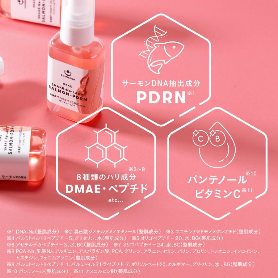 正規取扱店 日本製 PDRN 高濃度美容液 10,000ppm コスメドン シャケナレイディ サーモンPDRN 30mL DMAE パンテノール 水光肌 |  | 03
