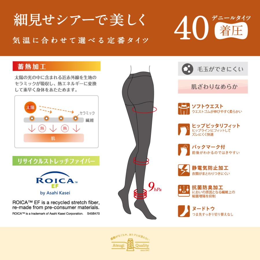 アツギタイツ (2足組)ATSUGI TIGHTS 着圧 細見せシアーで美しく 40