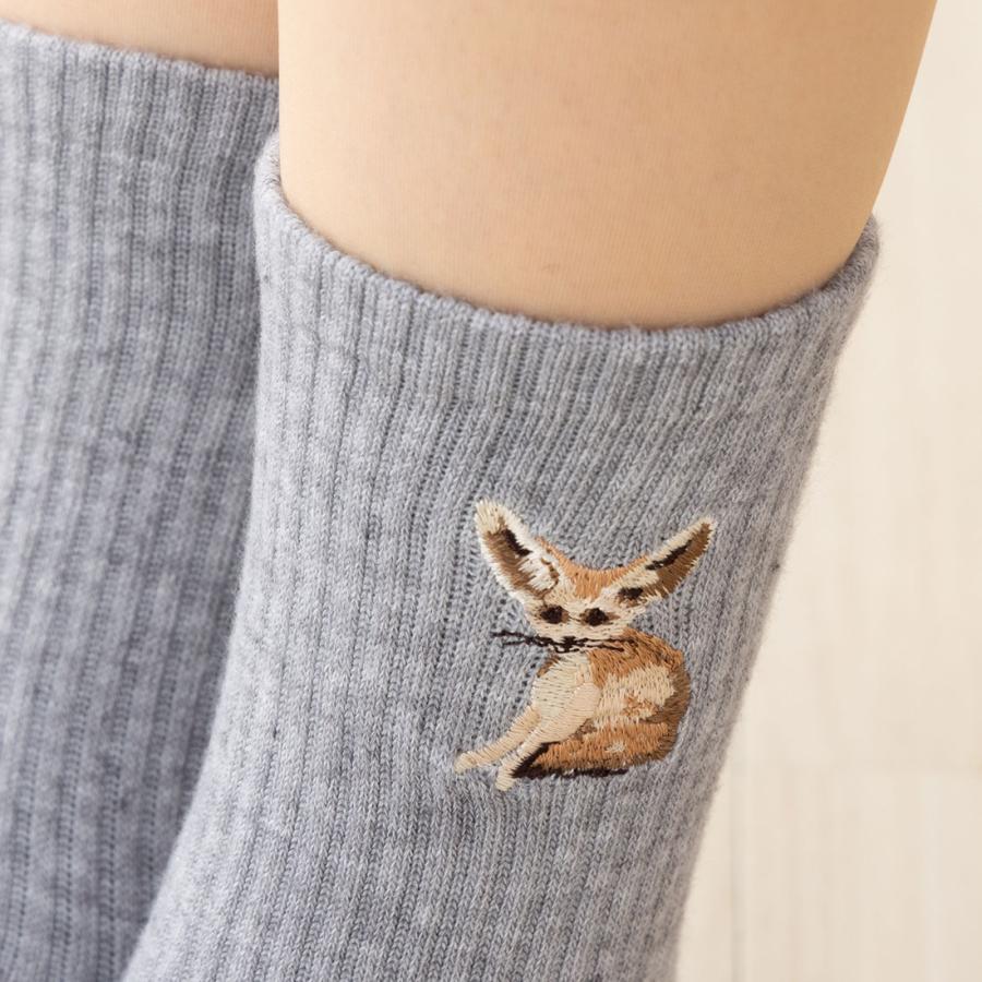 フェネック刺繍クルー クルーソックス 23-25cm レディース 靴下 STREAM