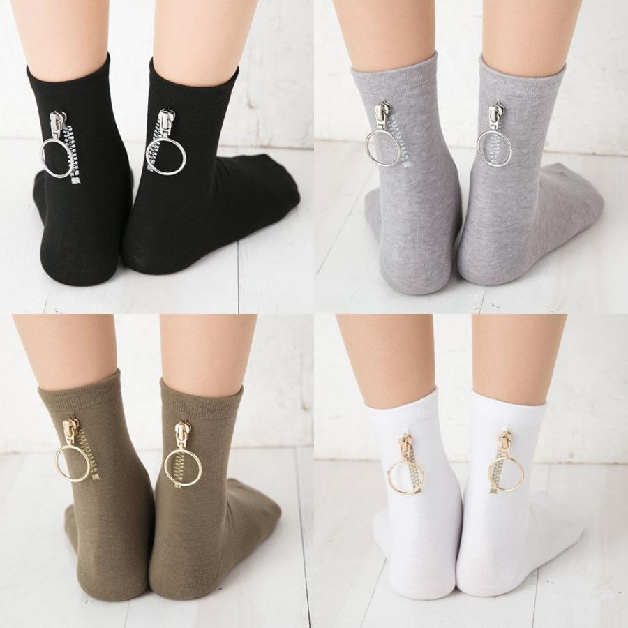 うしろファスナー付き クルーソックス 23 25cm 全4色 靴下 くるぶし丈 レディース Dk 883 8107 レッグウェア専門店 美足花舞 通販 Yahoo ショッピング