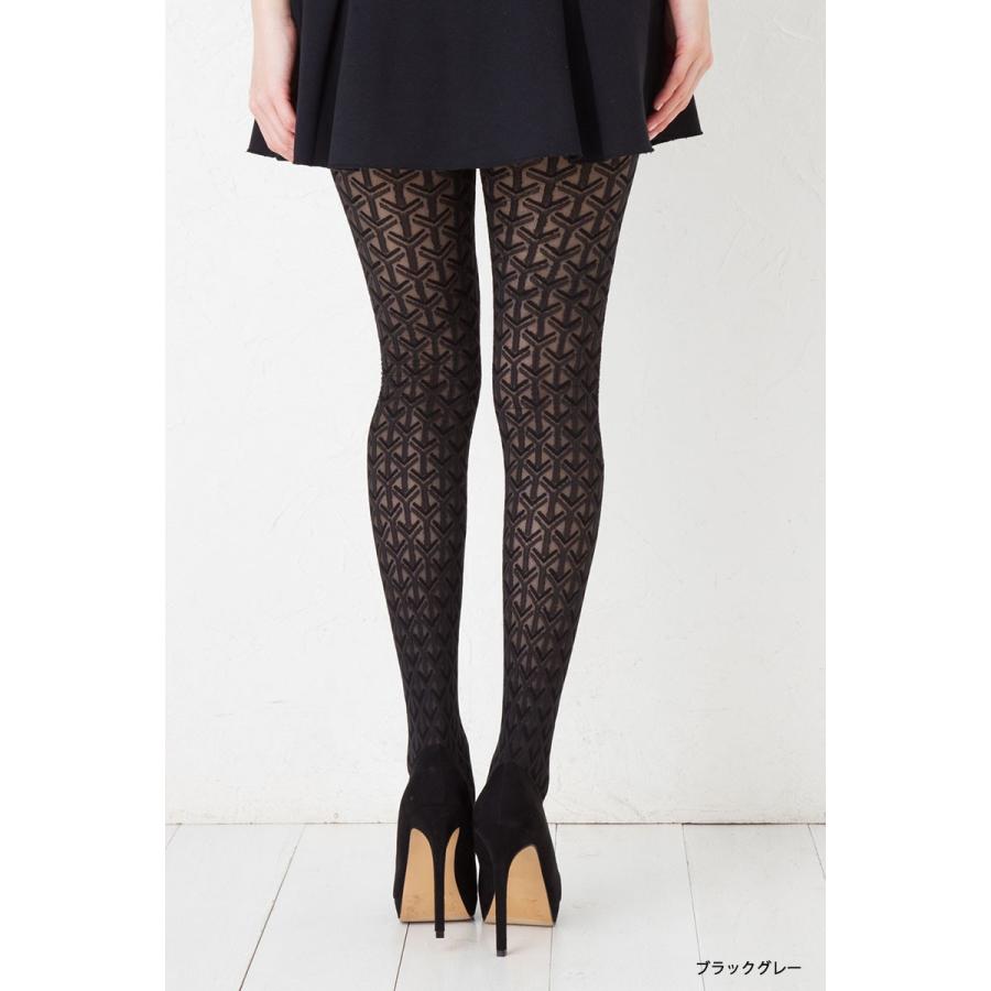 Fukuske（フクスケ） 極上 優美 ジオメダイヤ 柄ストッキング (M-L