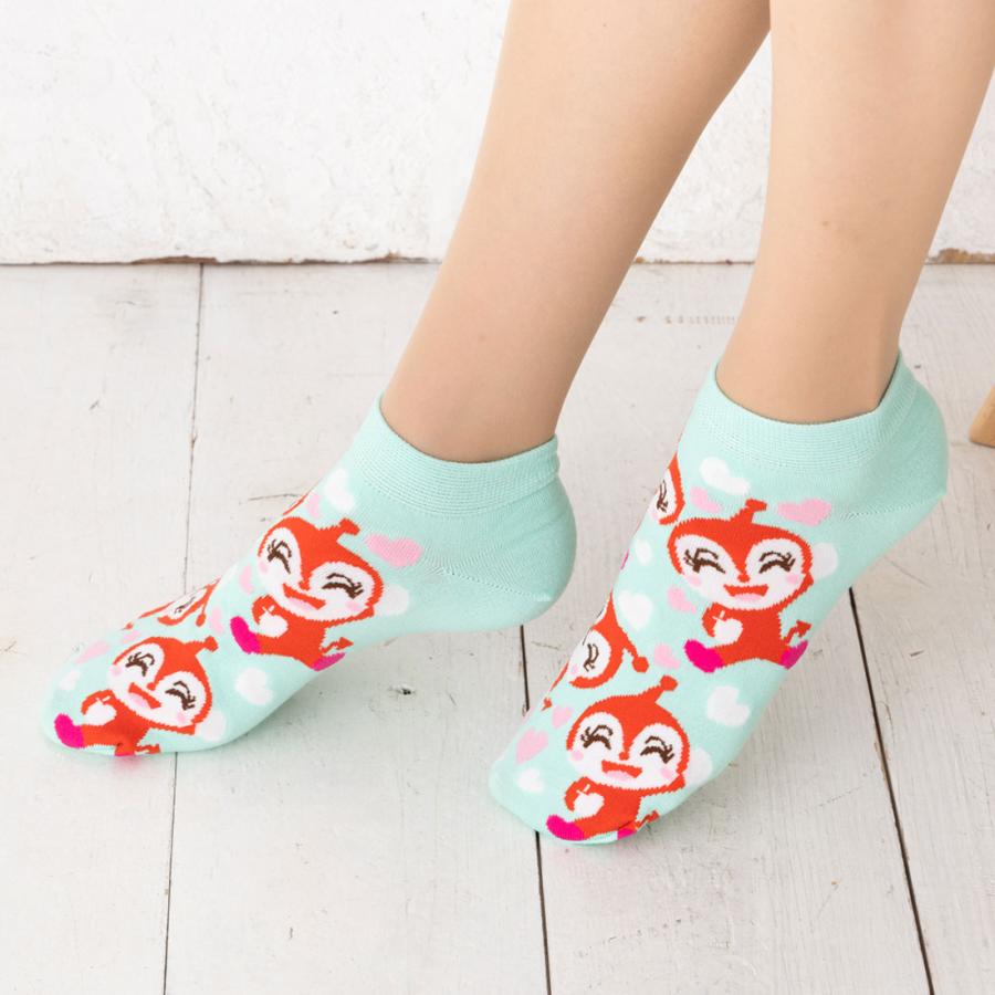 新品未開封 PPFM 名作 ドーナッツパンツ s くるぶし靴下とリストバンド付き Fukuske アンパンマンとパン 総柄 スニーカー丈ソックス 23-25cm