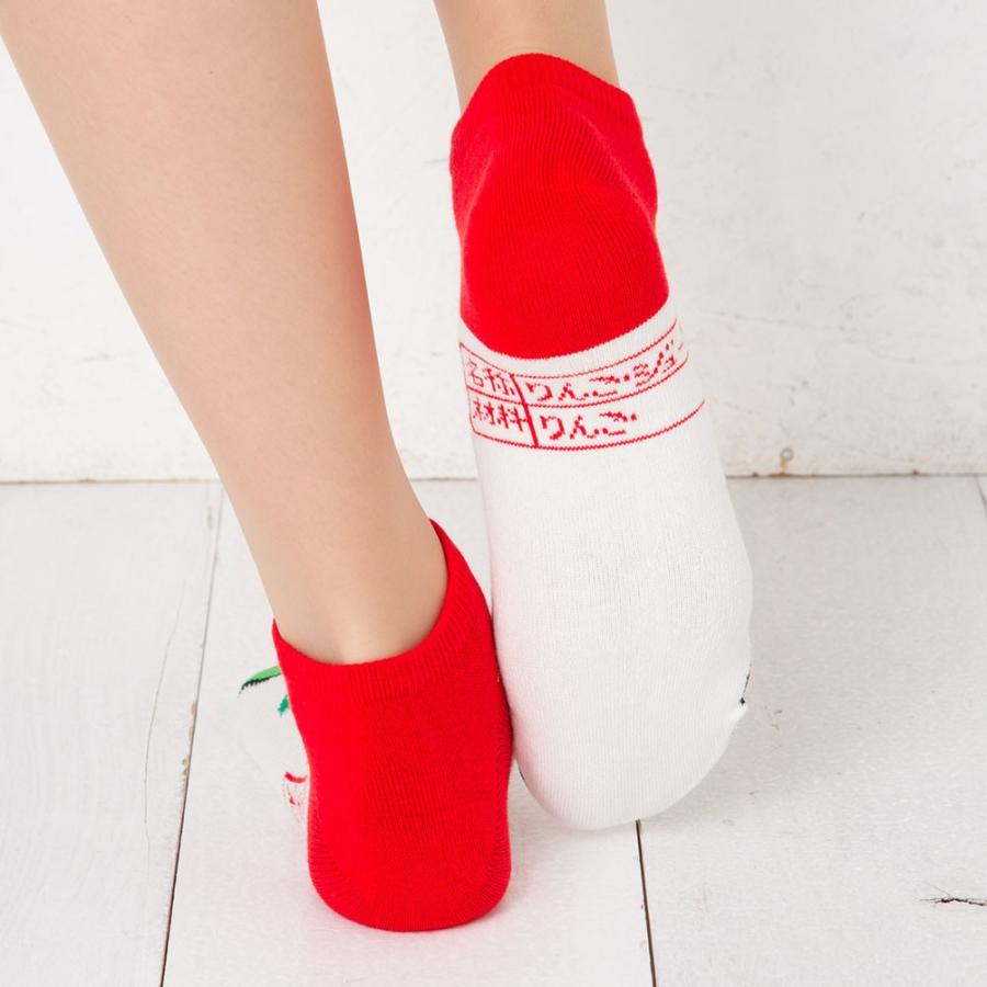 おもしろソックス りんごジュース柄 22-25cm 日本製 スニーカー丈