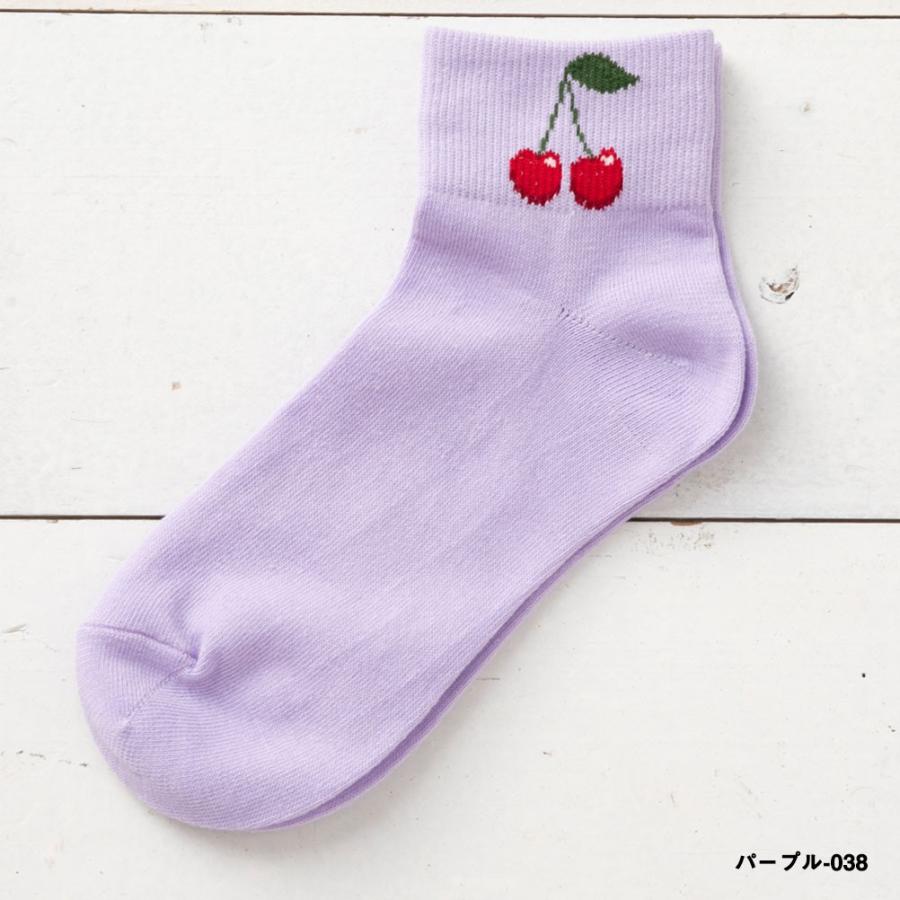 Point Me チェリーワンポイント ロークルーソックス 10cm丈 (23-25cm