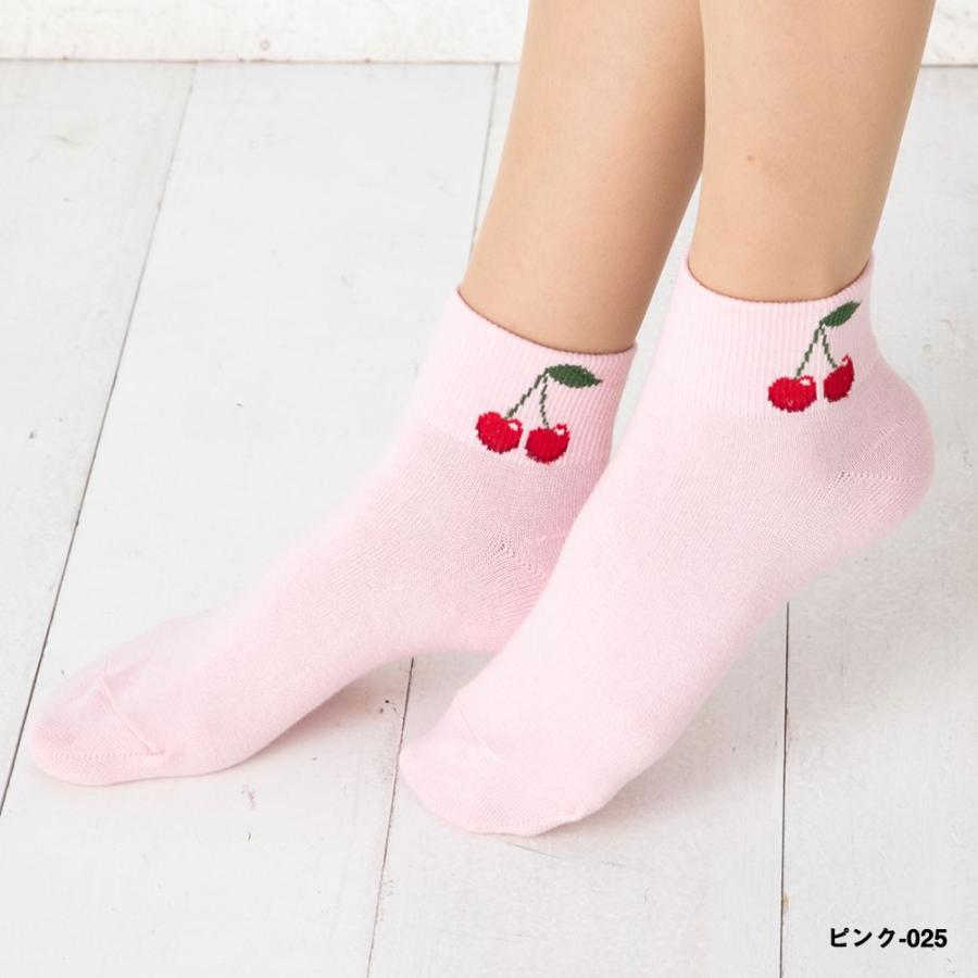 Point Me チェリーワンポイント ロークルーソックス 10cm丈 (23-25cm