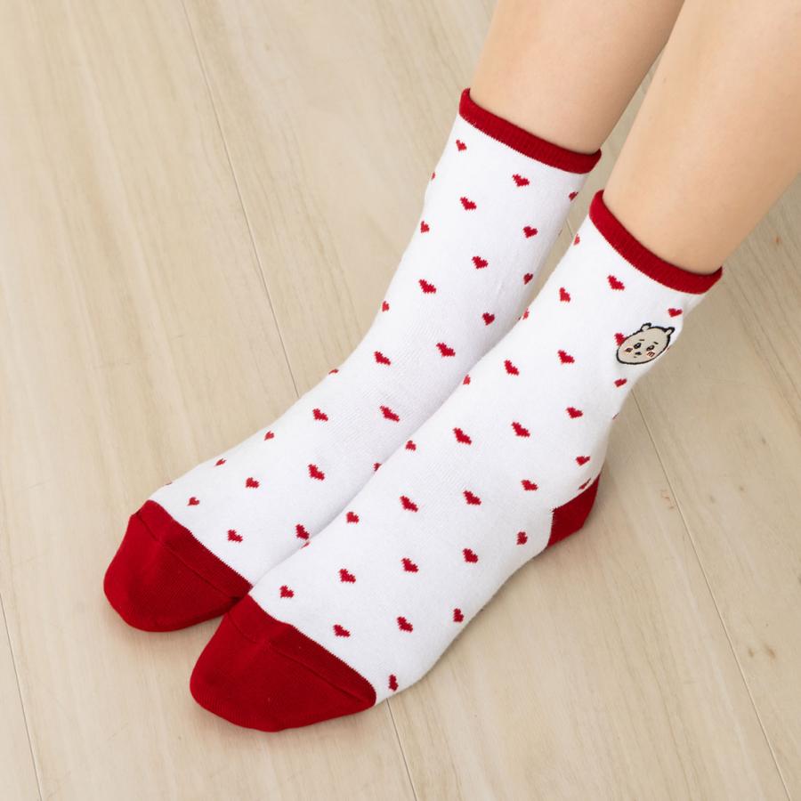 NAIGAI ちいかわ ドット柄 ワンポイント刺繍 クルー丈 ソックス